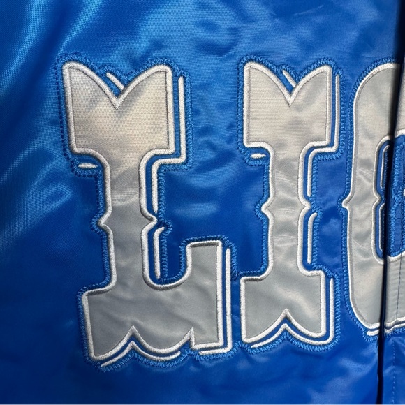 Detroit Lions Jacket Mens L Starter NFL Football Satin Bomber Varsity Blue NEW - Picture 4 of 16